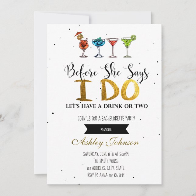 Avant elle dit que je fais une invitation bachelor (Devant)