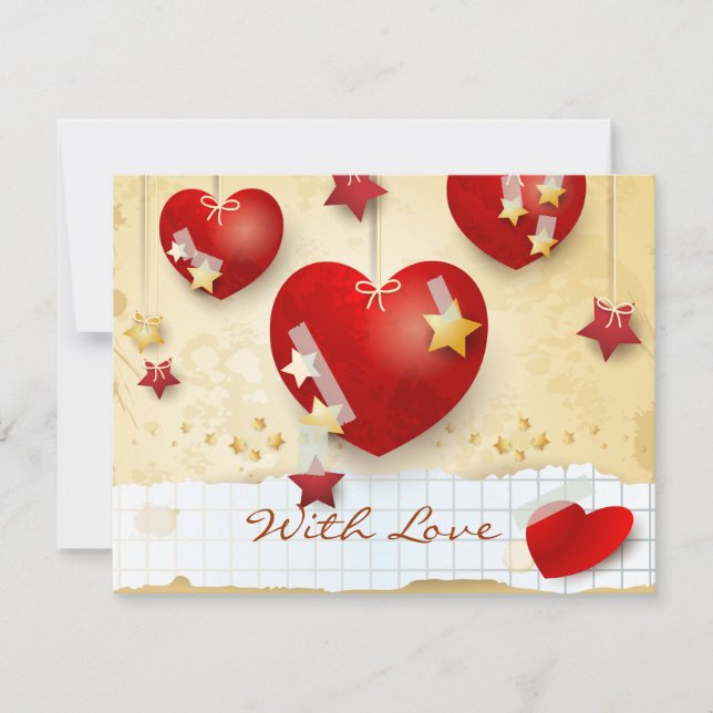 Avec amour, carte avec coeur suspendu (Devant)