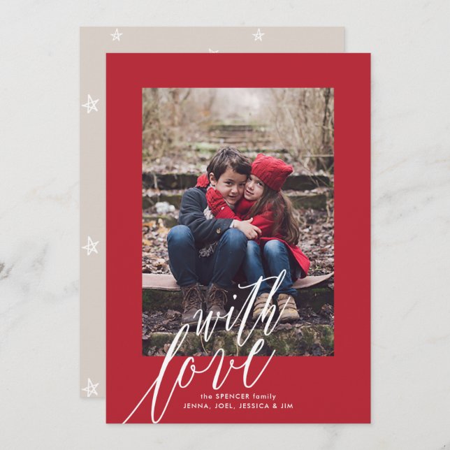 Avec Amour Carte photo de Noël (Devant / Derrière)