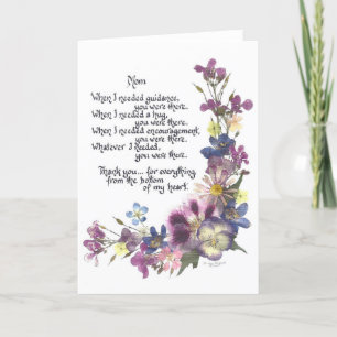 Avec amour et merci à Maman carte de voeux