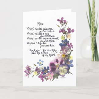 Avec amour et merci à Maman carte de voeux