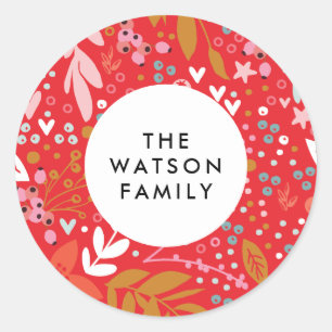 Avec Amour Floral Noël Joli Sticker de vacances