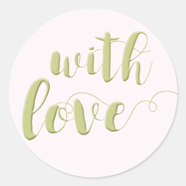 Avec Amour, Sage Script Typographie Sticker Round (Devant)