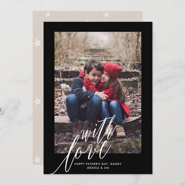 Avec Amour sur Fête des pères Carte de voeux photo (Devant / Derrière)