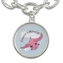 Bracelet de charme de porc volant