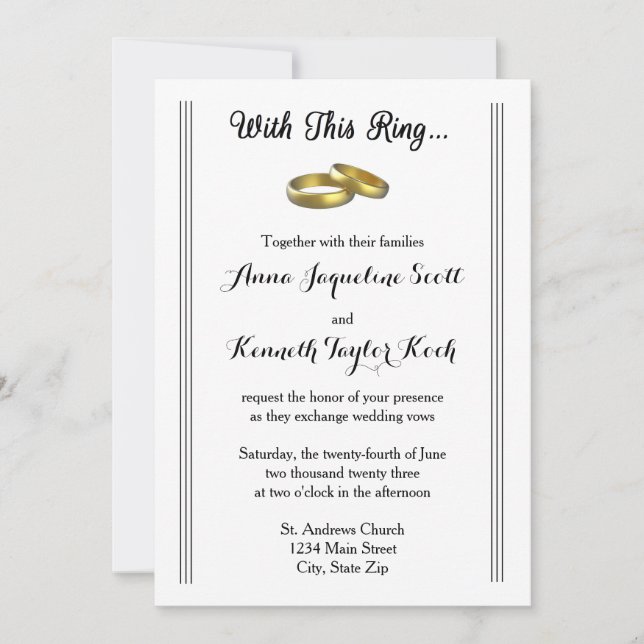 Avec cette bague... - Invitation de mariage (Devant)