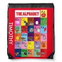 Sac de bibliothèque étiqueté au nom de l'alphabet