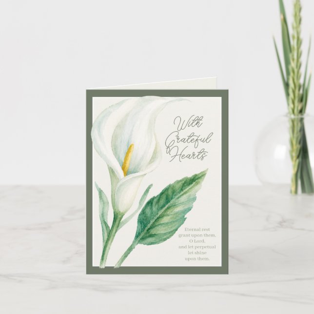 Avec des cœurs reconnaissants Calla Lily Memorial  (Devant)