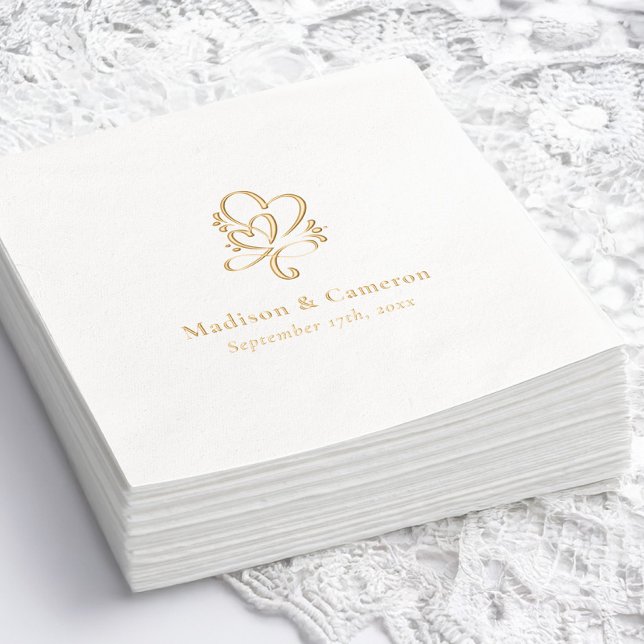 Avec Dorure Élégant Mariage Personnalisé Gold Foil serviettes  (Créateur téléchargé)