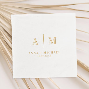 Avec Dorure Élégante serviettes Mariage Monogramme moderne