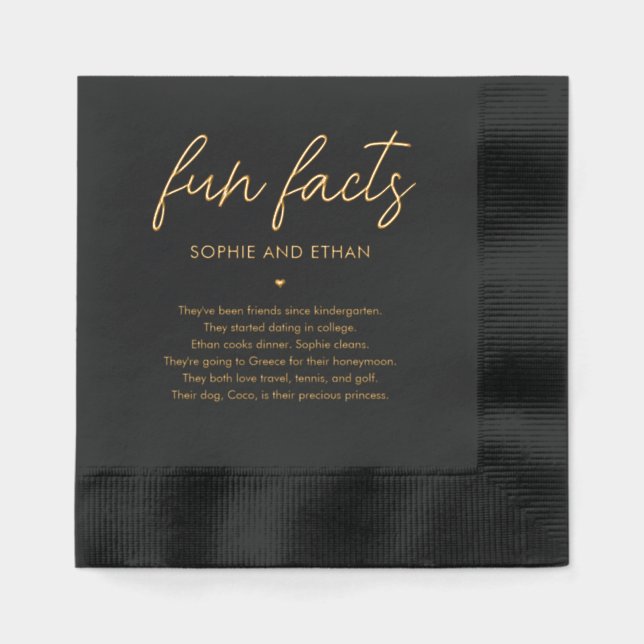 Avec Dorure Fun Facts serviettes pour Mariage et Fête des mari (Recto)