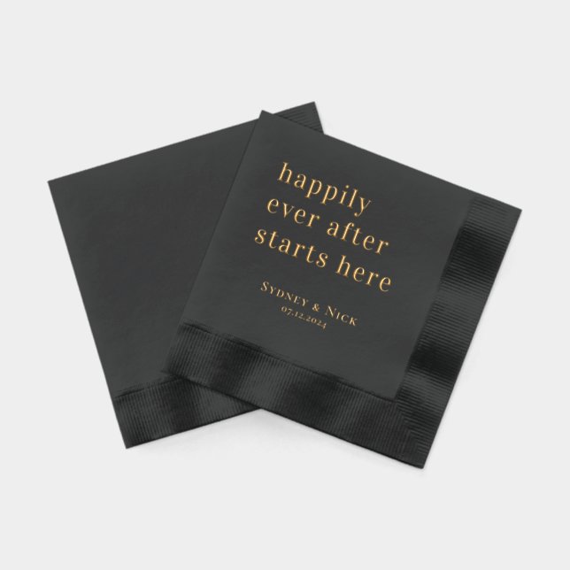 Avec Dorure Moderne Minimaliste | Serviettes de mariage à mono (Verso)