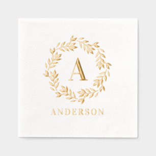 Avec Dorure Monogramme Wreath serviettes élégantes initiales
