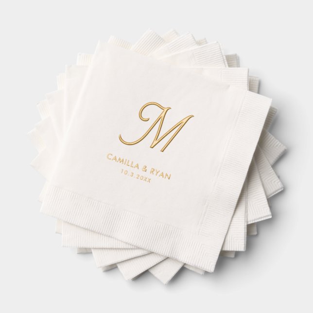 Avec Dorure Serviettes de Mariage étampé à huile de monogramme (Insitu (empilé))