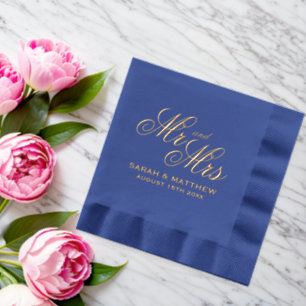 Avec Dorure Serviettes de mariage timbrées de papier d'or luxu