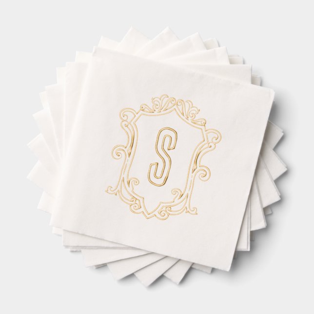 Avec Dorure Serviettes empilées en or de la crête de monogramm (Insitu (empilé))