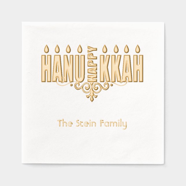 Avec Dorure Serviettes empilées Hannukah Foil (Recto)