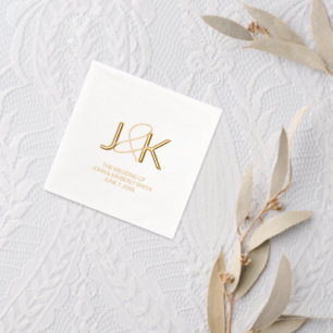 Avec Dorure Serviettes empilées Monogram Mariage Foil