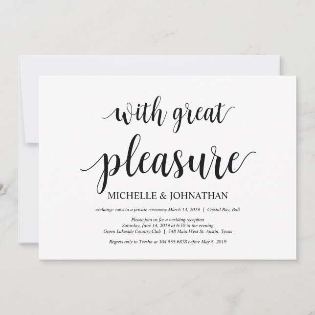Avec grand plaisir, Mariage Elopement Invitations (Devant)