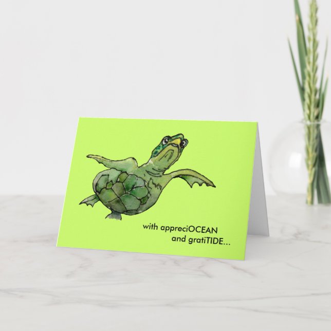 Avec le carte de remerciements de tortue de mer (Devant)