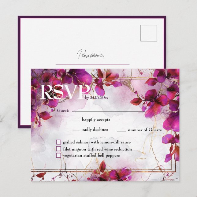 Avec le menu Fuchsia Enchantement : Aquarelle (Devant / Derrière)