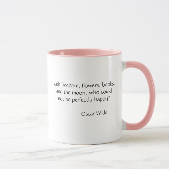 "avec liberté, fleurs, livres..." Oscar Wilde mug (Droite)