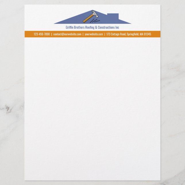 Avec Motif En-tête de lettre Constructions de toiture (Devant)