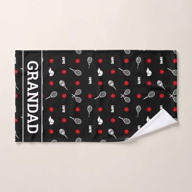 Avec son nom 🎾 tennis noir et blanc 🎾 (Serviette à main)