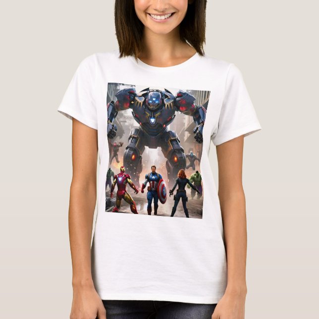 Avengers vs Robots : T-shirt Epic Showdown (Devant)