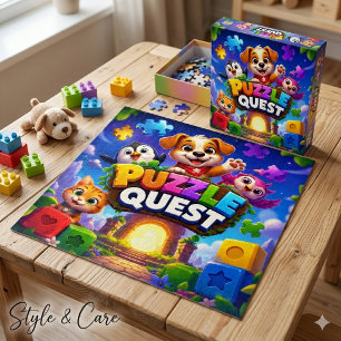 Aventure amusante de puzzle d'animaux mignons Art