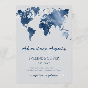 Aventure attend aquarelle monde carte mariage