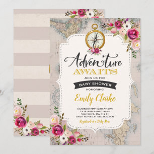 Aventure Attend Baby shower Invitation Carte Douch