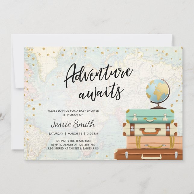 Aventure Attend Baby shower Invitation Plan de voy (Devant)