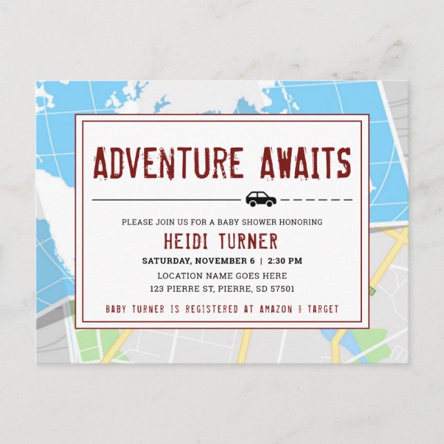 Aventure Attend | Carte moderne (Devant)