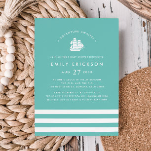Aventure Attend Invitation Baby shower nautique