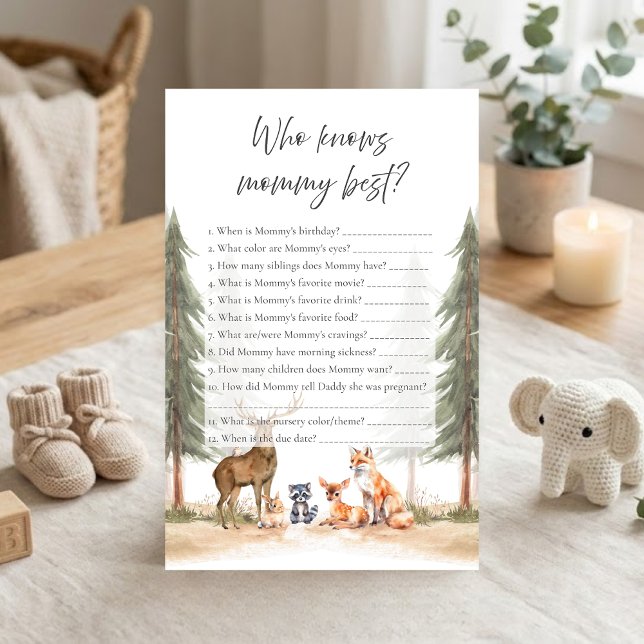 Aventure Commence Lavage en Forêt Qui Sait Maman J (Let the Adventure Begin Woodland Animals Baby Shower Who knows Mommy Best Game)