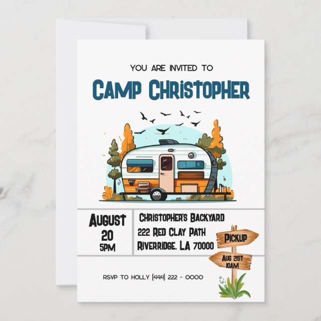 Aventure de camping d'anniversaire pour garçons  (Devant)