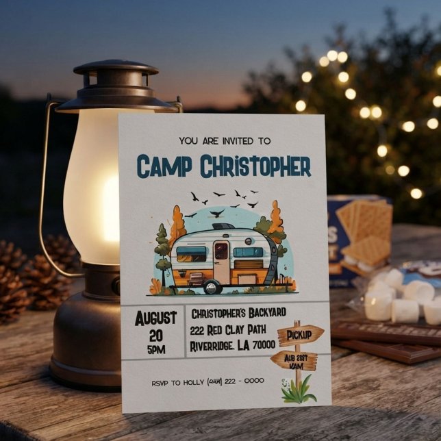 Aventure de camping d'anniversaire pour garçons  (Créateur téléchargé)