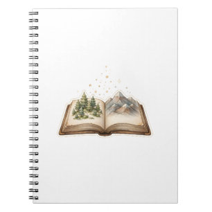 Aventure de lecture de montagne de forêt de livre