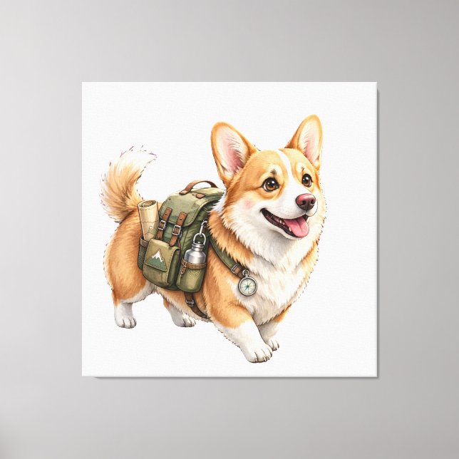 Aventure de randonnée de Corgi sur toile tendue aq (Recto)
