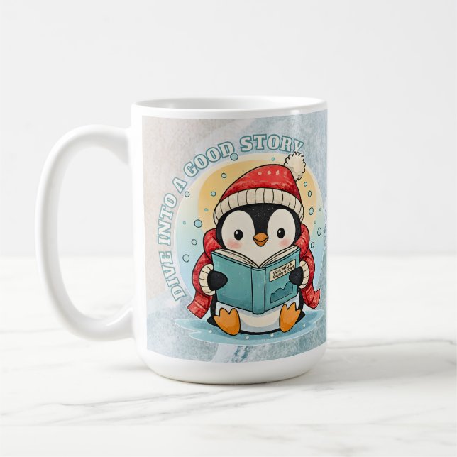 Aventure du manchot livresque Grand Mug à café et  (Gauche)