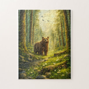 Aventure en forêt – Puzzle de l'ours brun en bois