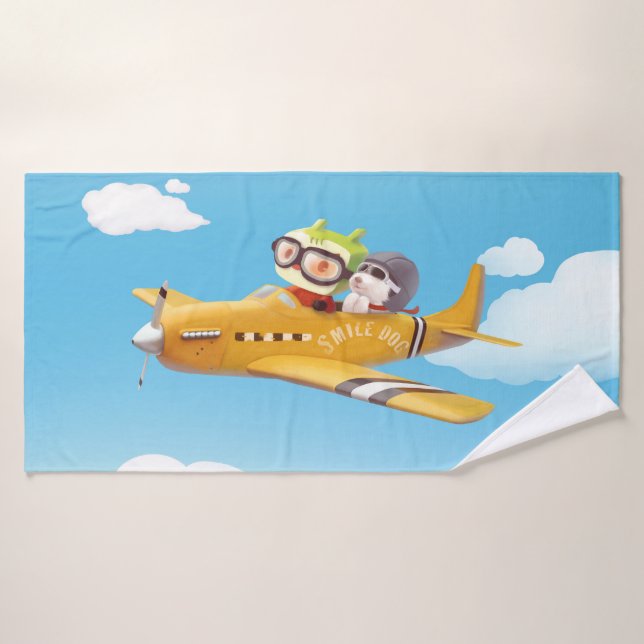 Aventure en vol avec chien (Serviette de bain)
