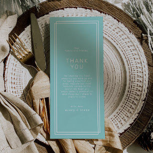 AVERA Mint Green Mariage Table Merci Cartes