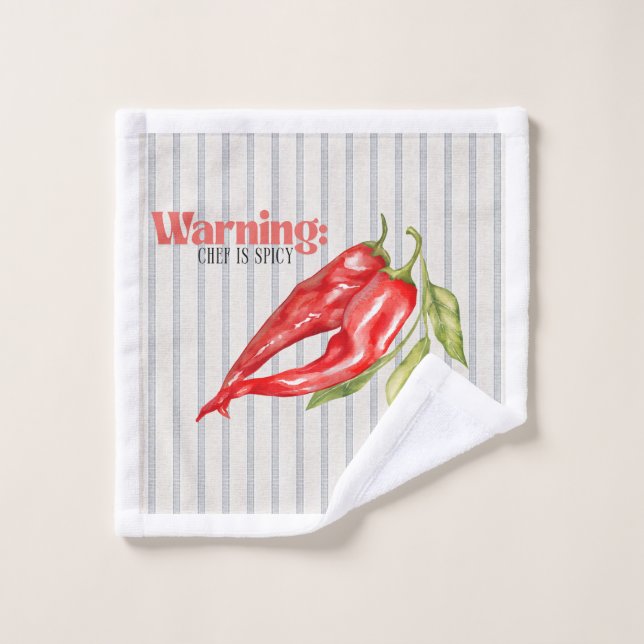 Avertissement Chef est Piment Rouge Cuisine d'Art (Gant de toilette)