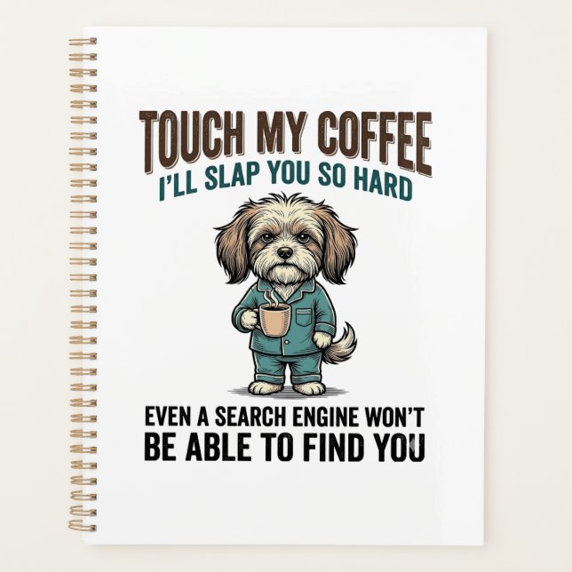 Avertissement de café de chien drôle Dessin de gra (Devant)