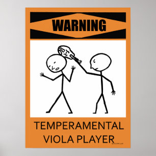 Avertissement Poster du joueur de viola Temperamen