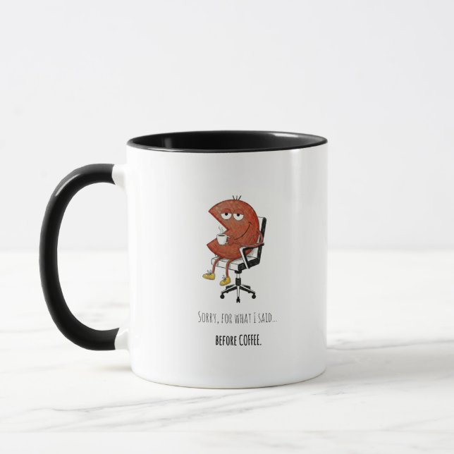 Avertissement Pré-Café Tasse de Bureau Drôle (Gauche)