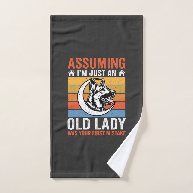 Avertissement Vieille Dame Chien Rétro (Serviette à main)