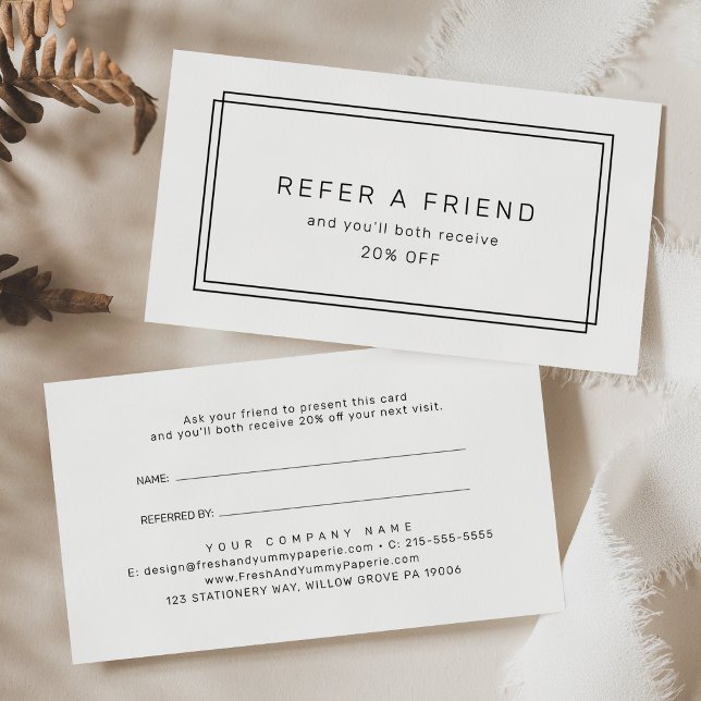 AVERY Moderne Carte de Parrainage Minimaliste (AVERY Modern Minimalist Refer A Friend Referral Card)
